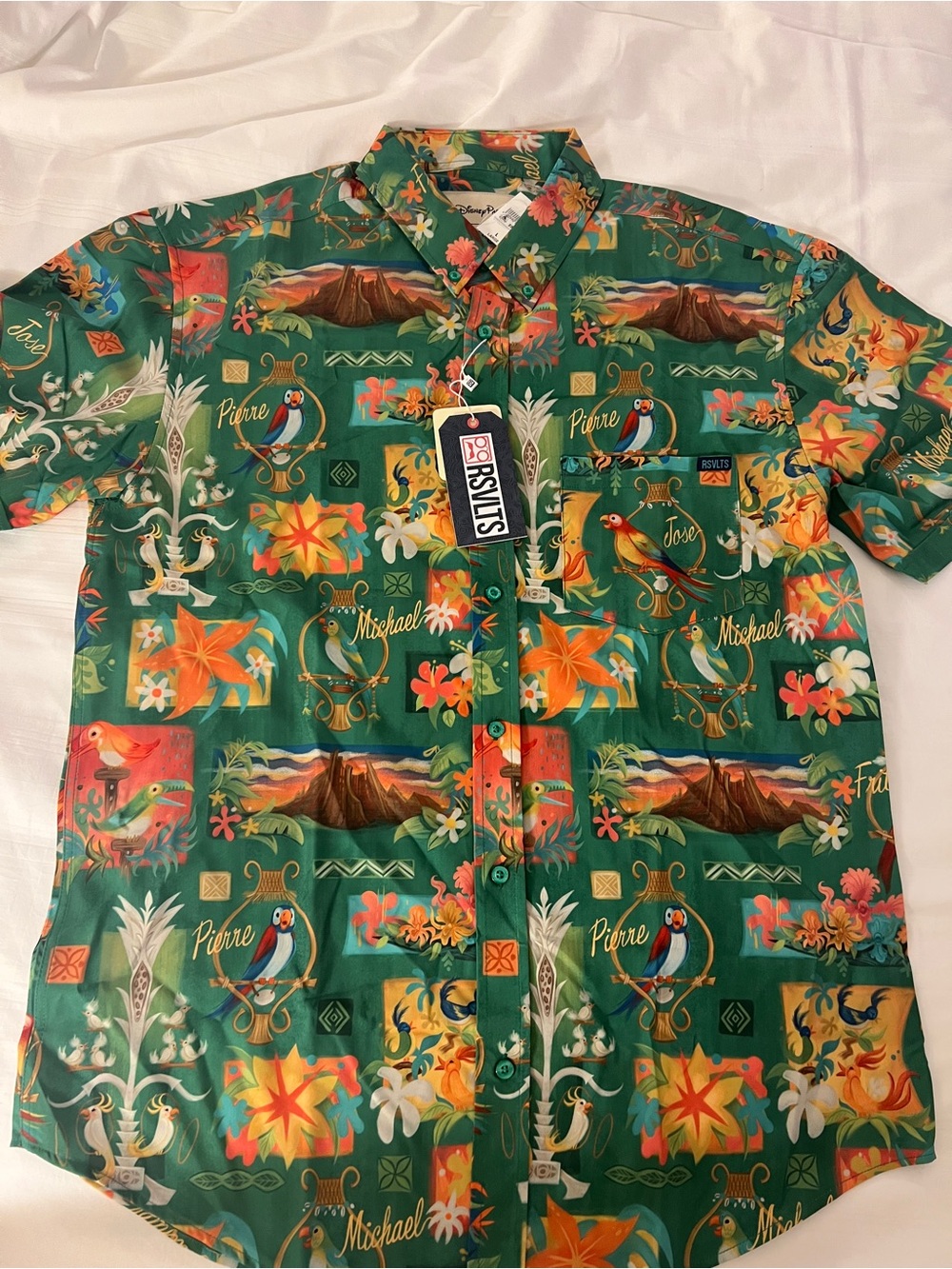 Green RSVLTS Large Tiki Room Button-Down Shirt